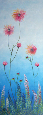 jane mathers oil painting cosmos whimsy