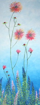 jane mathers oil painting cosmos whimsy