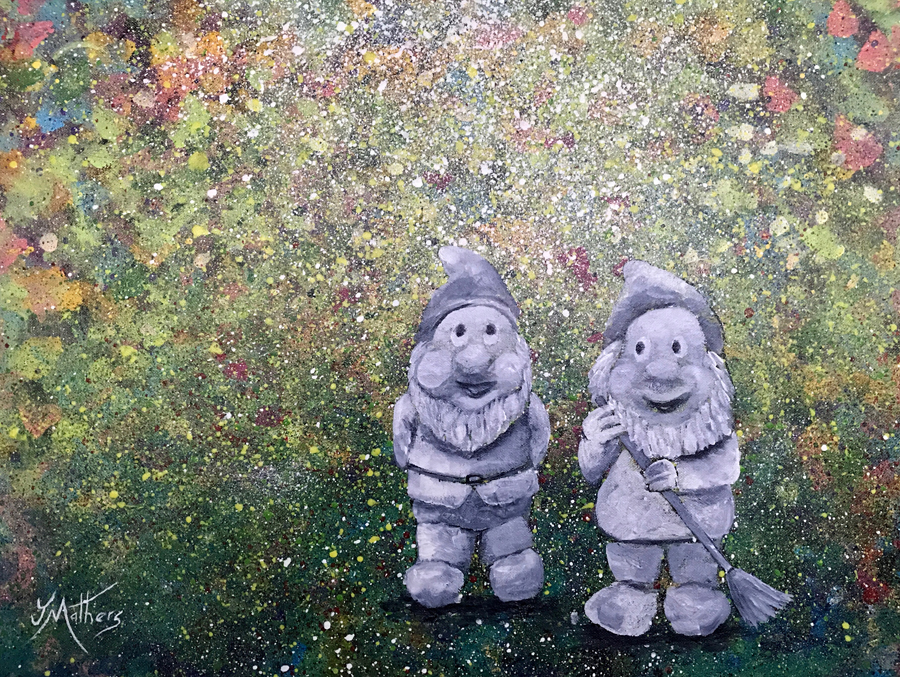 jane mathers garden gnomes painting