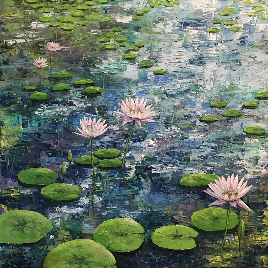 water lilies by jane mathers brisbane artist painting