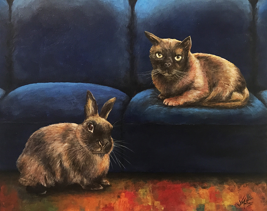 bob and bentley painting by jane mathers pet portrait