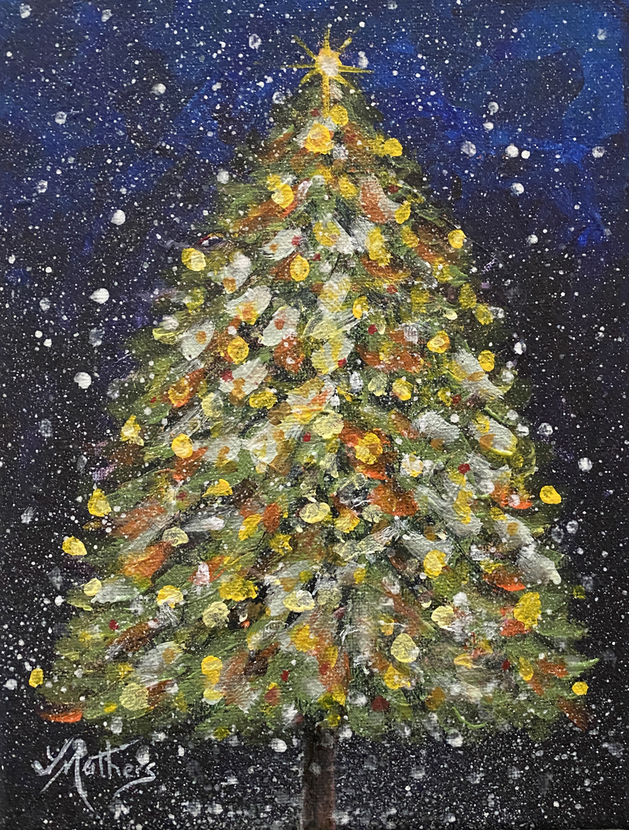 christmas tree painting by jane mathers