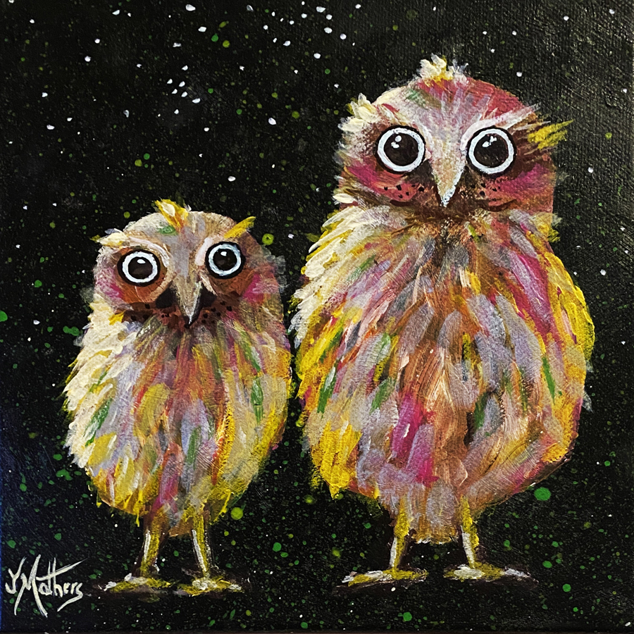 moonlight owls by jane mathers art