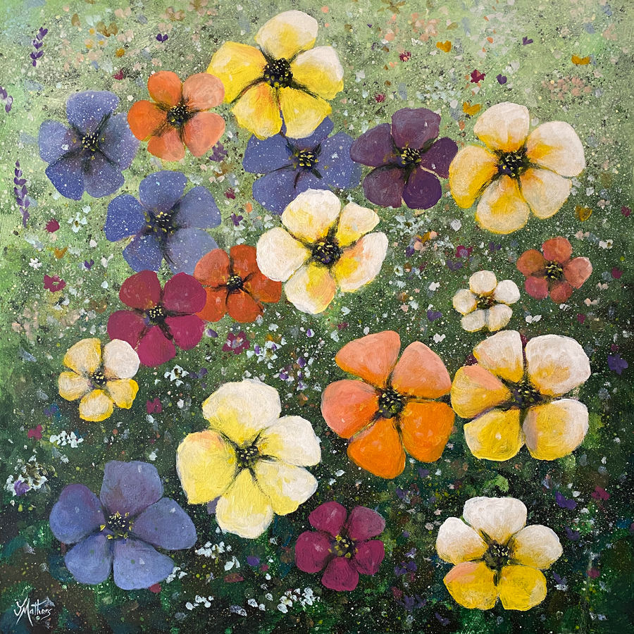 shower of flowers by jane mathers art