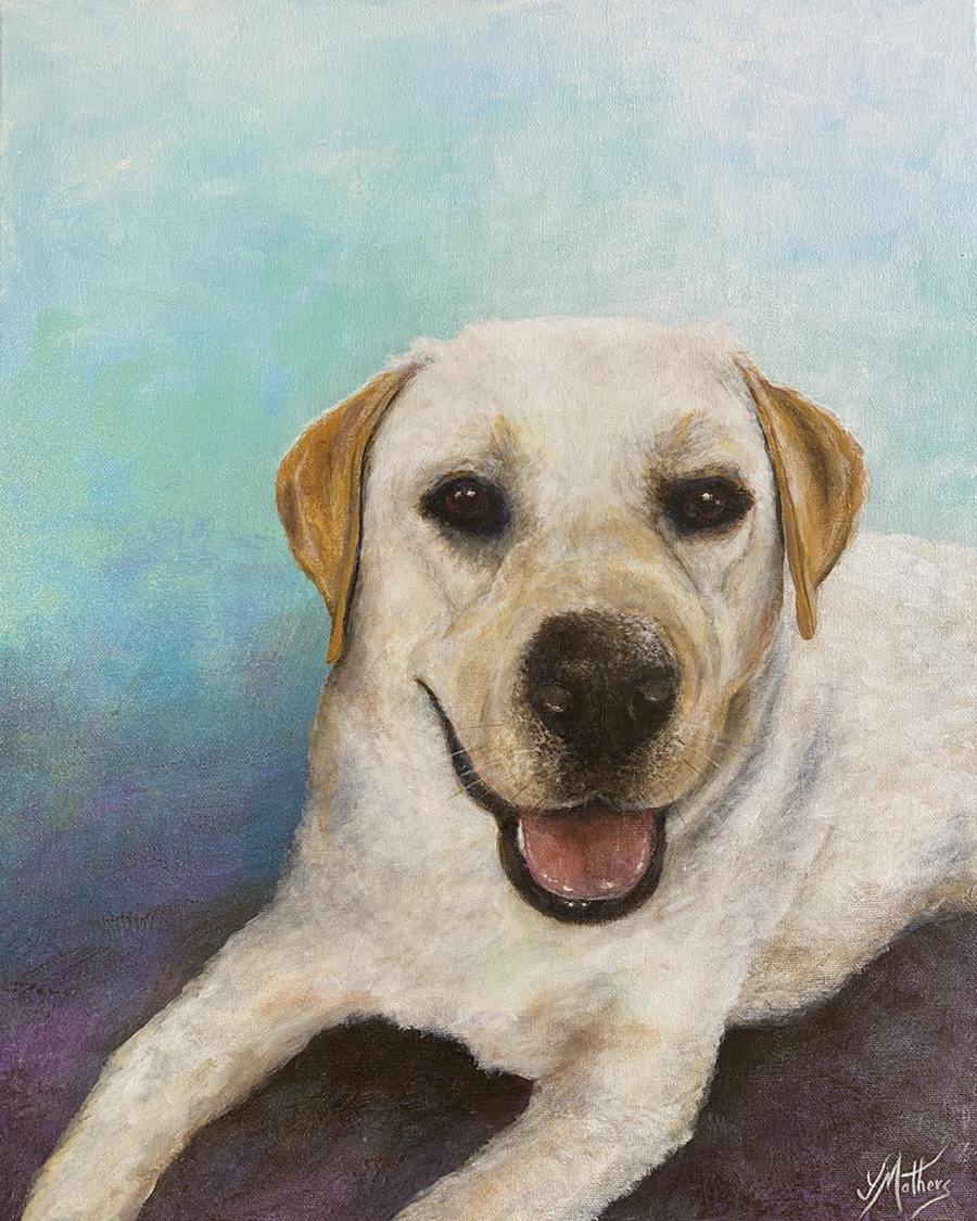 white labrador painting pet portrait