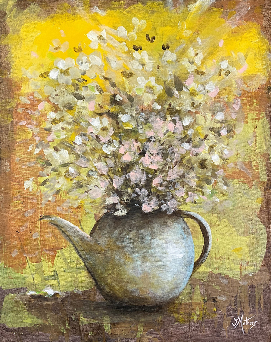 pastel tea by jane mathers tea pot with flowers